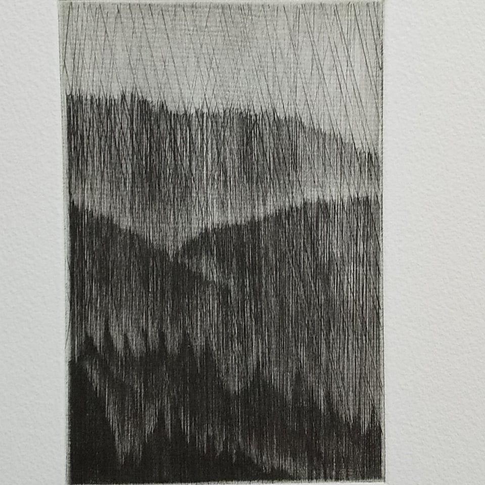 "山"　drypoint, 150×100 2020