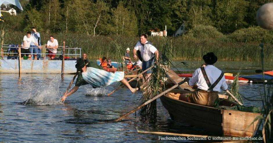 Fischerstechen, Brauchtum, Feste, Traditionen, Maria Himmelfahrt, 15. August Oberbayern, Staffelsee, Tradition Seehausen, Brauchtum, Maria Himmelfahrt Brauchtum, Trachten, Feiertag Bayern