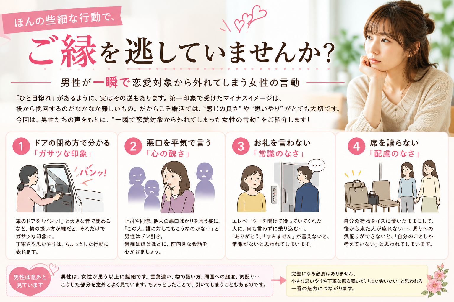 ほんの些細な行動で、ご縁を逃していませんか？