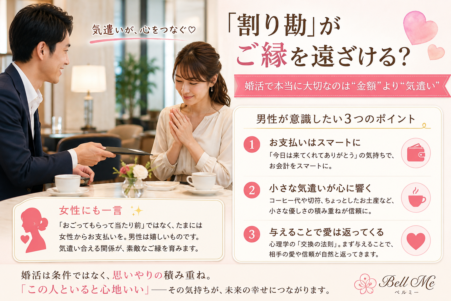 愛される男性は“小さなおごり”を惜しまない  〜婚活で差がつく、お会計の心理学〜