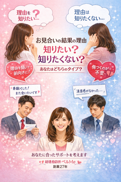 お見合いの結果の理由、知りたいですか？知りたくないですか？あなたはどちらのタイプでしょうか