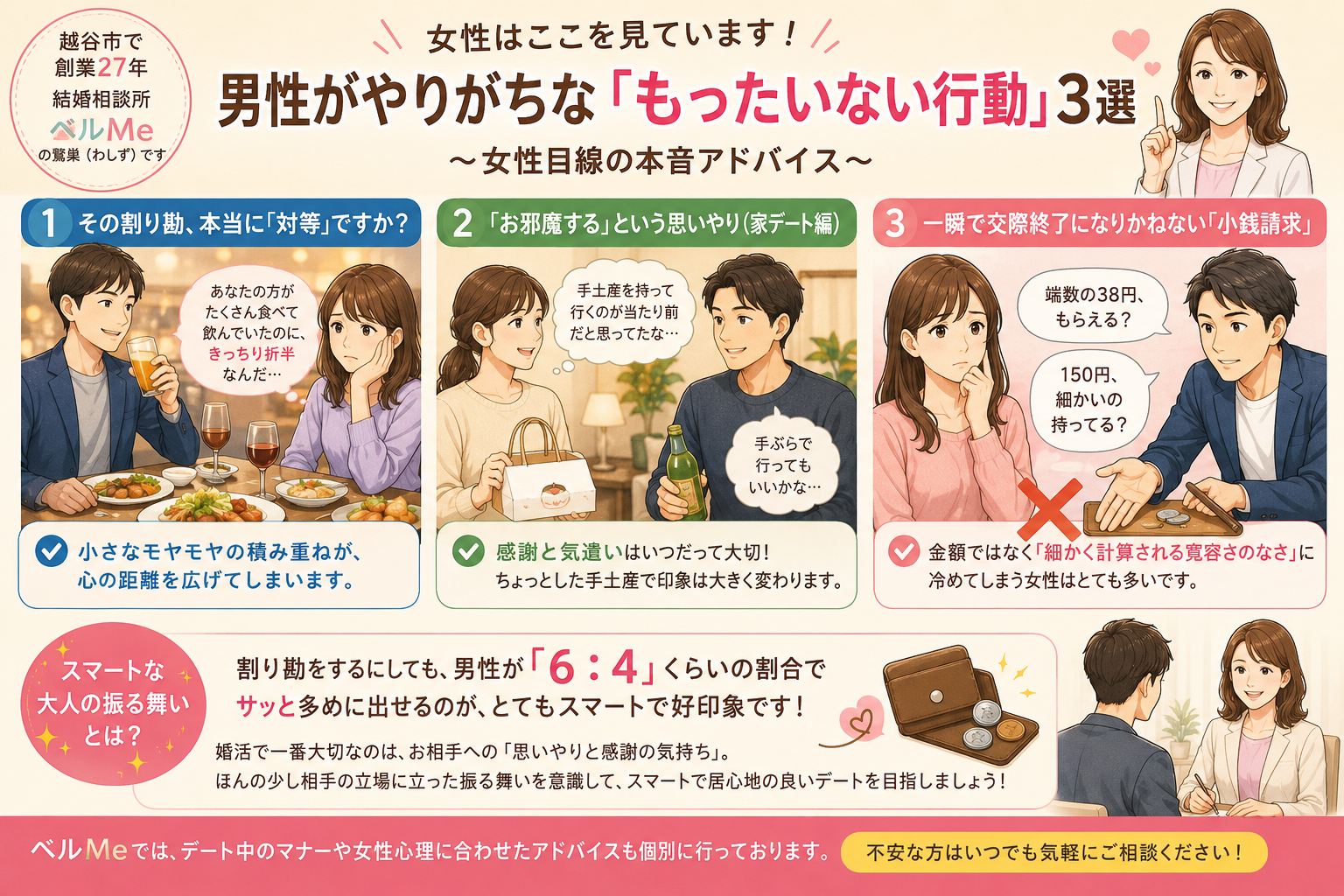 【男性会員様必見】その割り勘、大丈夫？女性の本音から学ぶ「交際が続く人・終わる人」の決定的な違い