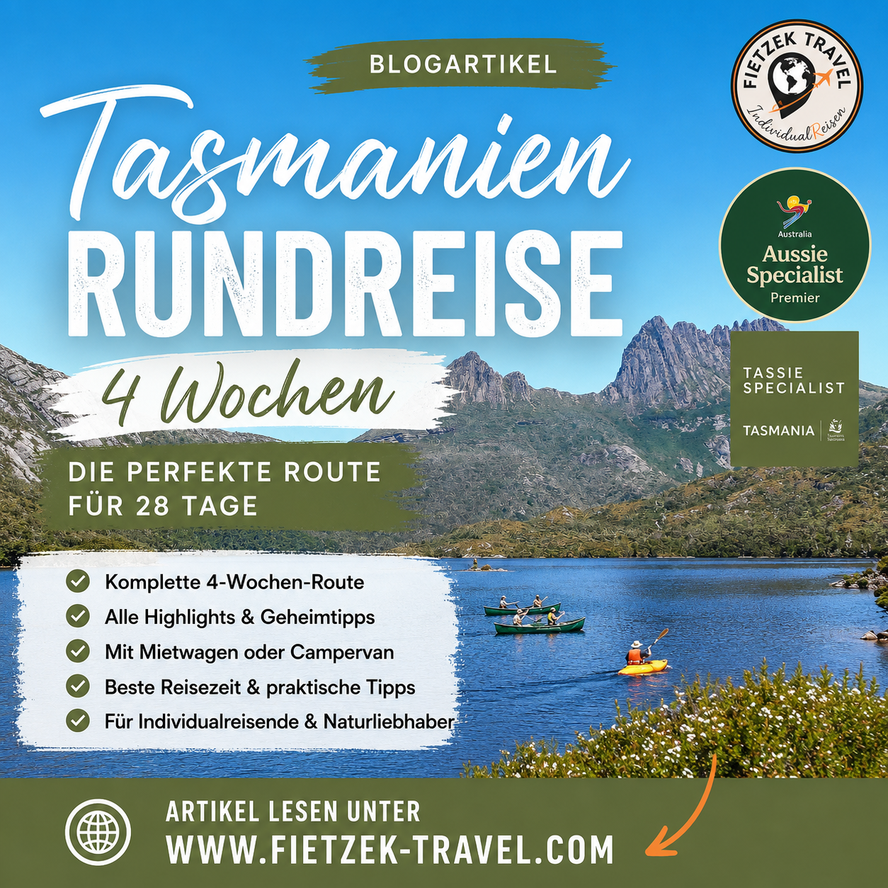 Tasmanien Rundreise 4 Wochen: Die perfekte Route für 28 Tage