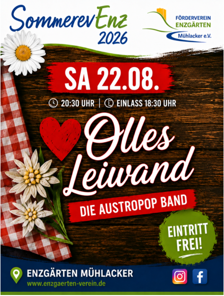 Olles Leiwand spielt live Austropop bei den Enzgärten