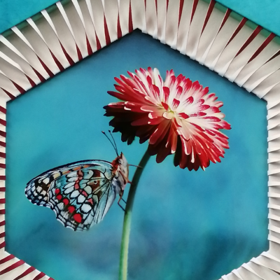 Cadre papillon à la fleur détails haut