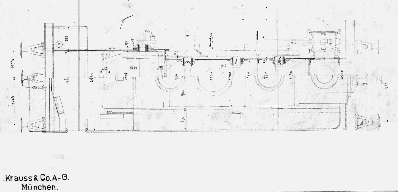 Lok 14 nach Zeichnung Krauss Draufsicht,  man beachte den Rahmen!!!