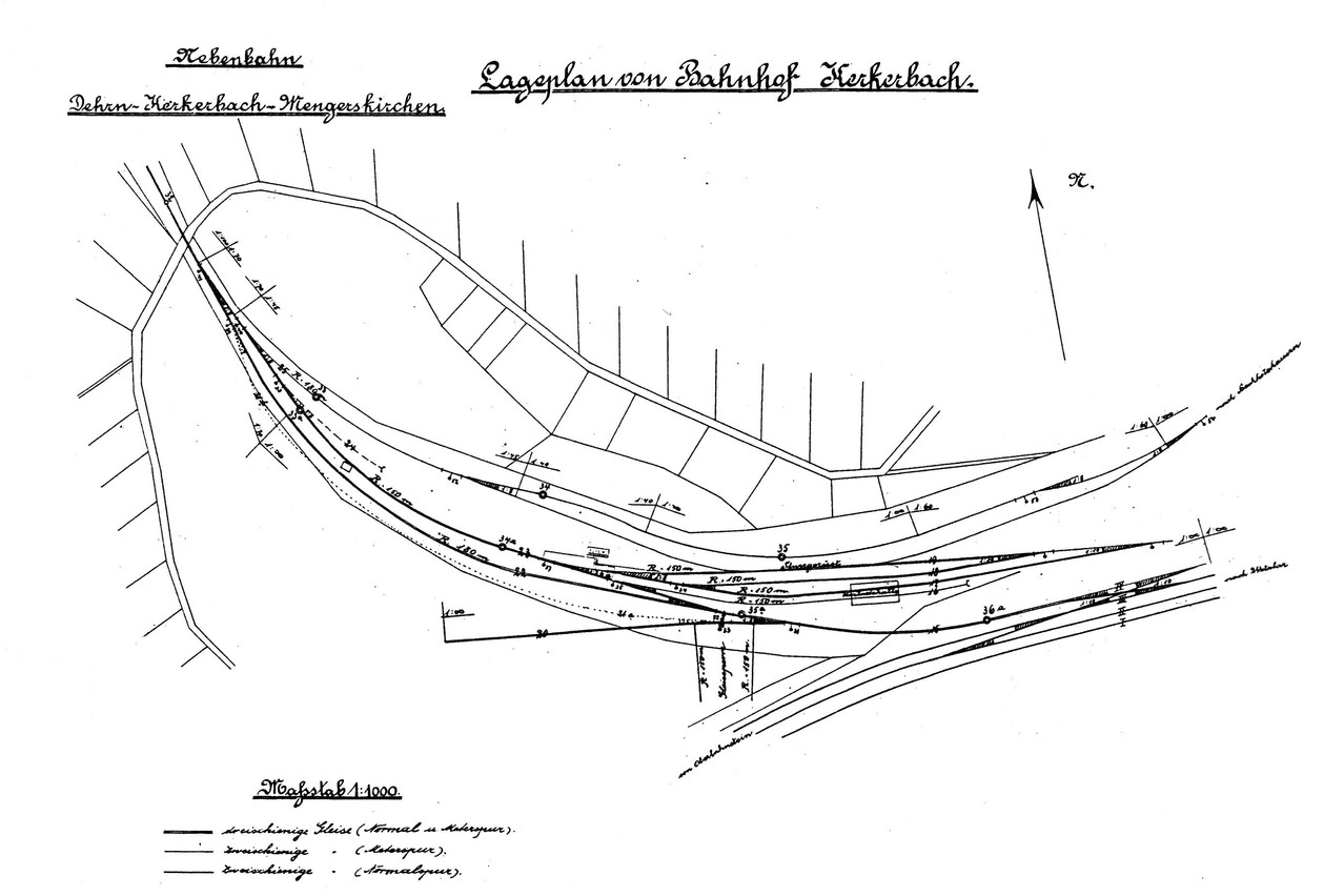 Hier der Lageplan des Bf. Kerkerbach, noch ohne Gleiserweiterungen und Werkstatt aus dem Jahre 1911