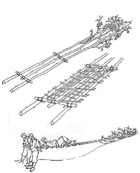 1949 – Behelfsmäßige Transportmittel aus dem Jahre 1949 Alpenvereinsbahre