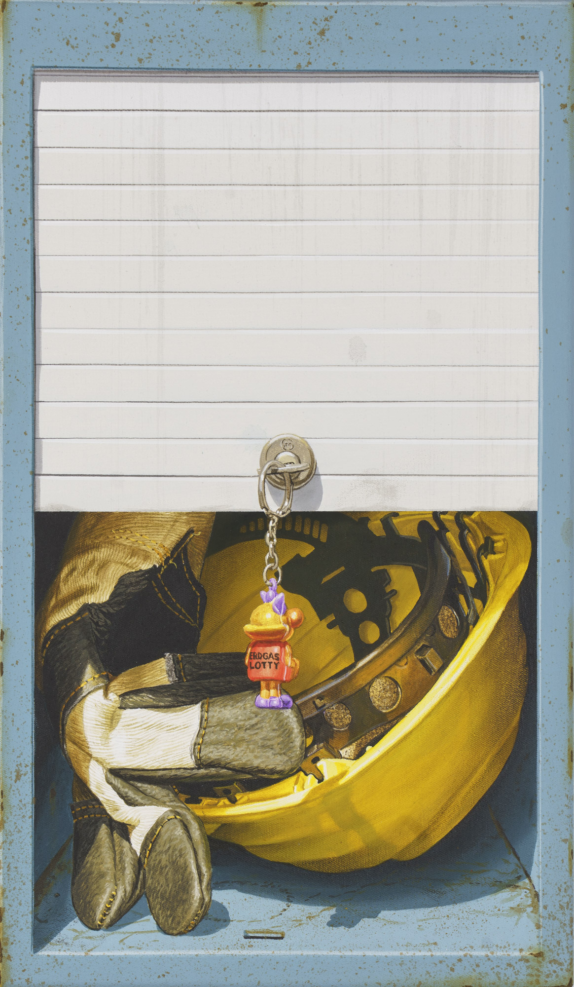 Rolladenspind, Öl/Acryl auf Leinwand, 41 x 24 cm, 2026