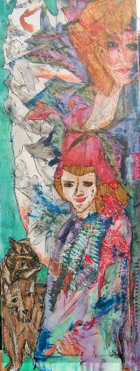 Dame mit Pagen 2006, Mischtechnik/Leinwand, 30x80 cm