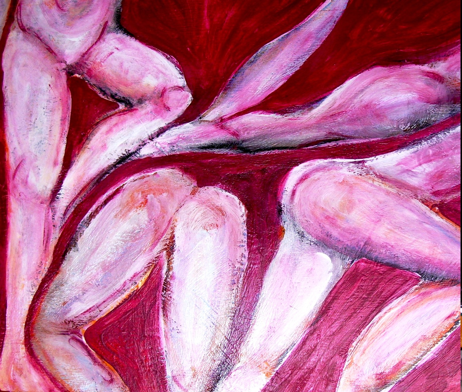 Gymnastikstunde 2004, Guache/Karton, 52x52 cm