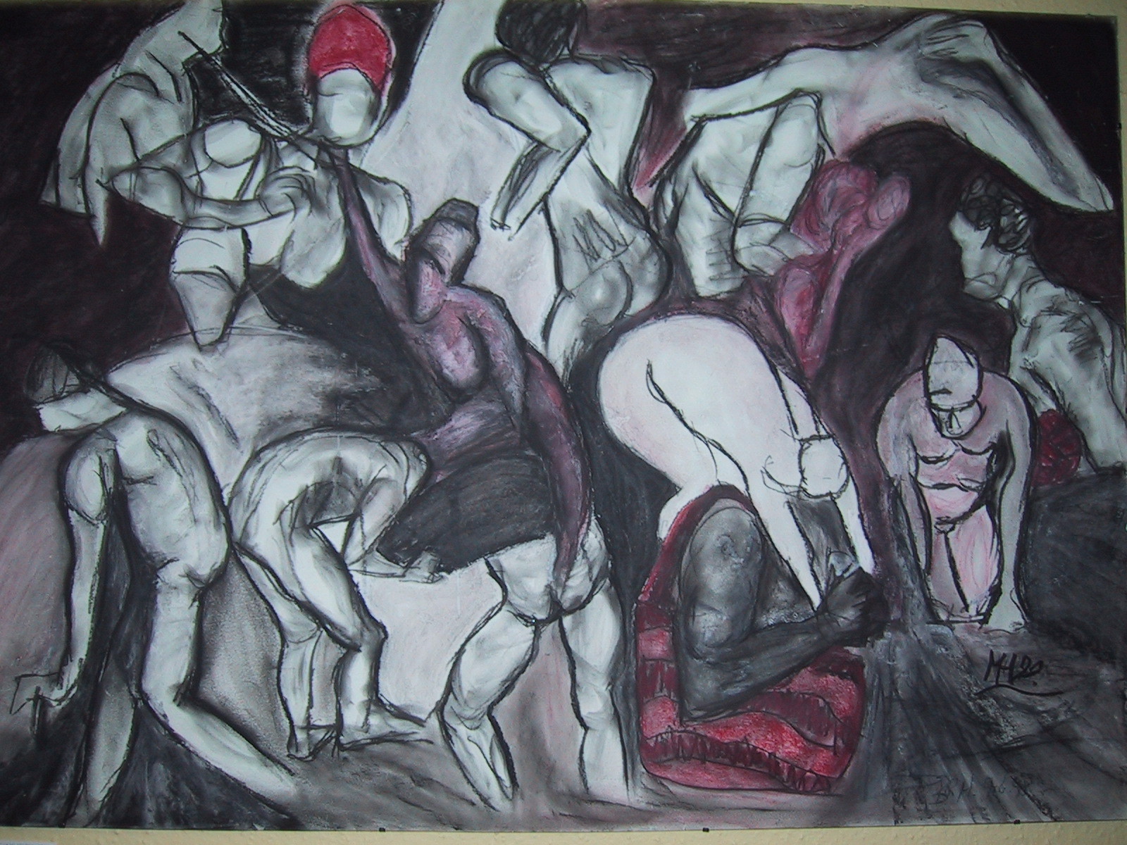 Die rote Tasche, 1998,  Pastellkreide/Karton, 100x70 cm