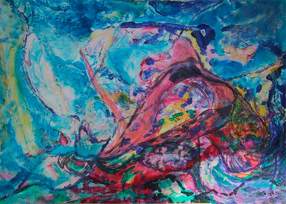 Surfen  2004, Guache/Karton, 103x72 cm