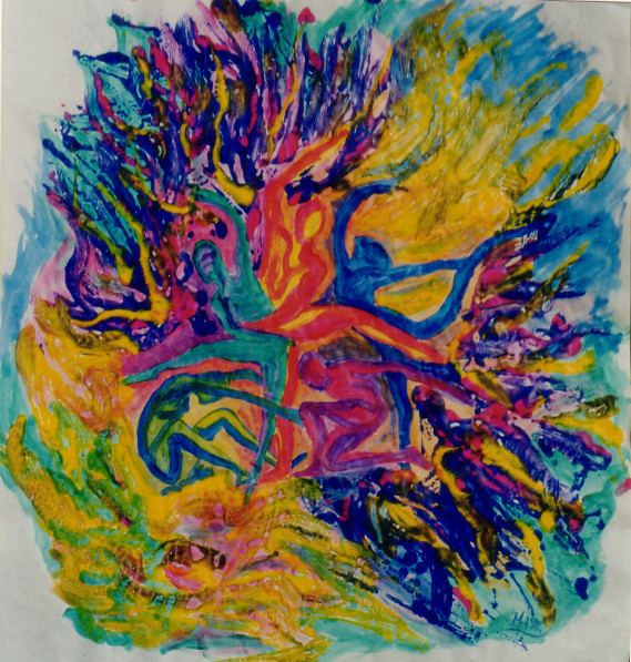 Menschenstern 1, 1998, Guache/Karton, 56x 60 cm