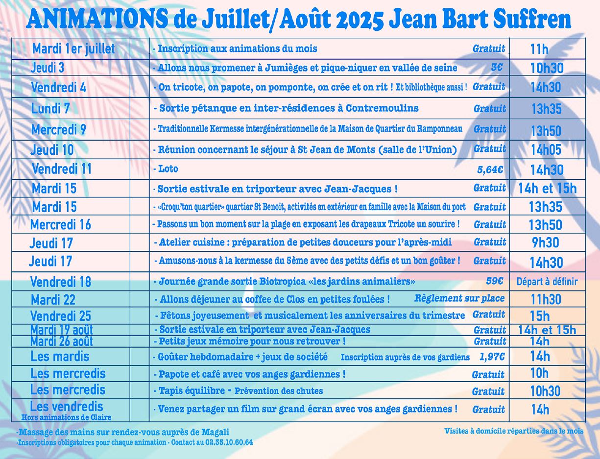 Animation de Juillet/Août 2025 Jean Bart Suffren