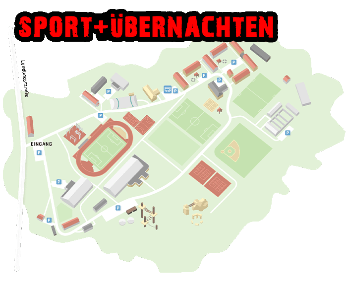 Übersichtsplan vom Sport-Erholungspark mit Sportflächen und Übernachtungsmöglichkeiten