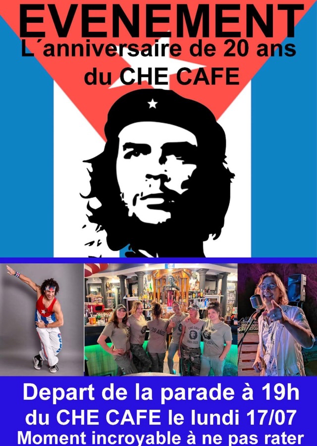 20 Jahre Feier vom "Ché Café" in Empuriabrava am Montag, den 17.7.2023 - Start der Parade um 19 Uhr beim Ché Café