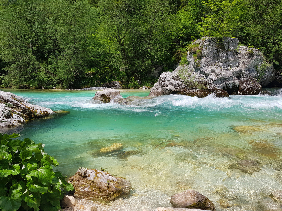 Soča-Trail von Trenta nach Bovec. Die wunderschöne Soča