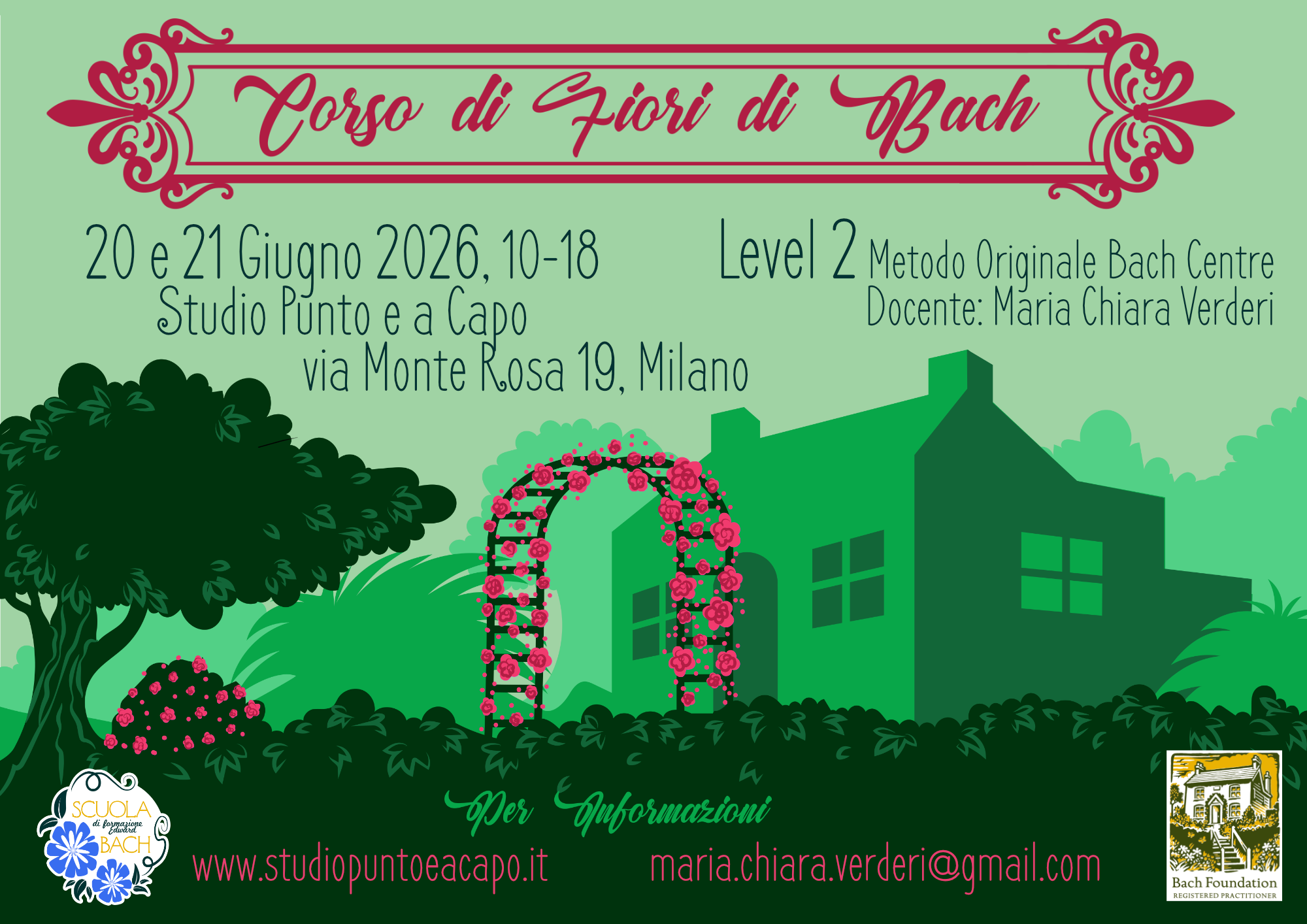 Milano, in presenza, via Monte Rosa, 20 e 21 Giugno 2026, Corso di Secondo Livello Fiori di Bach