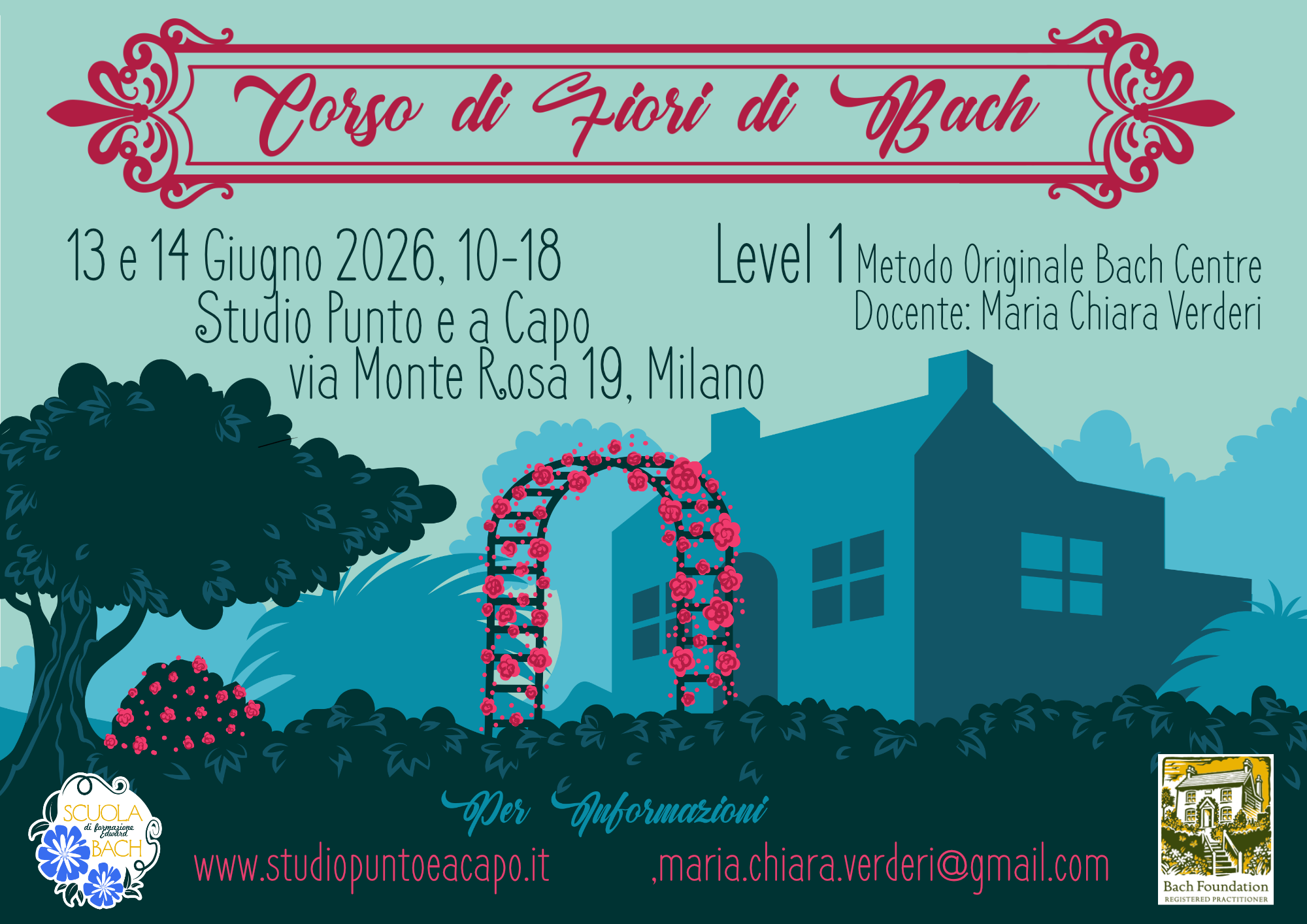 Milano, in presenza, via Monte Rosa, 13 e 14 Giugno 2026, Corso di Primo Livello Fiori di Bach
