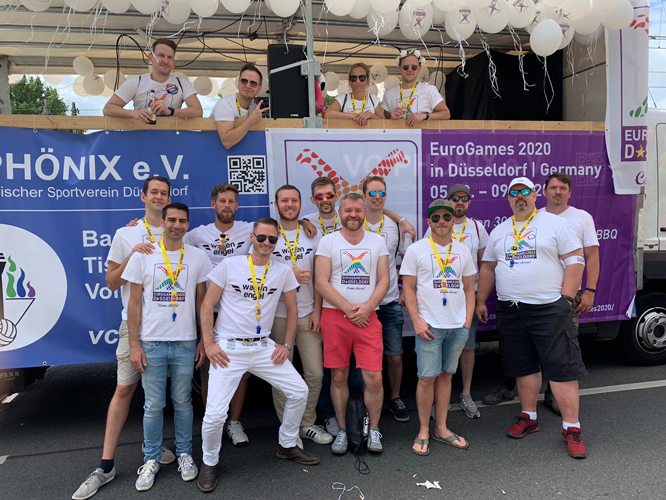 Bild: Das Team der EuroGames 2020 beim Kölner CSD 2019