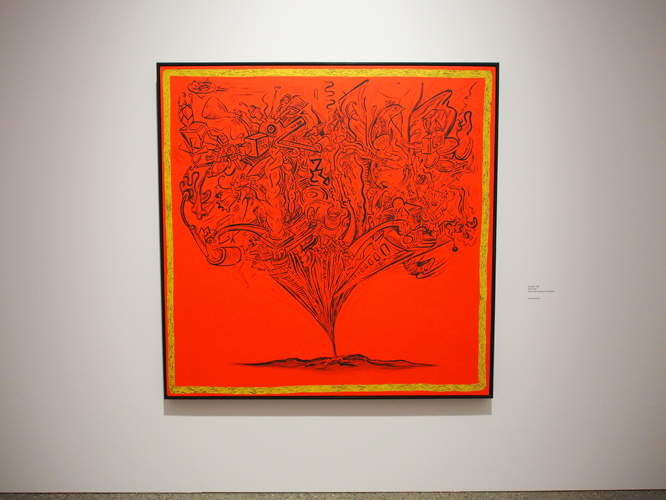 Bild: Rotes Kunstwerk von Keith Haring