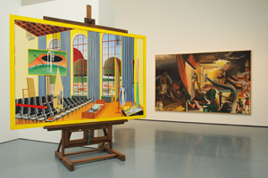 Bild: "Rede in der Schule" von Thomas Huber und "Der Vorhang" von Neo Rauch