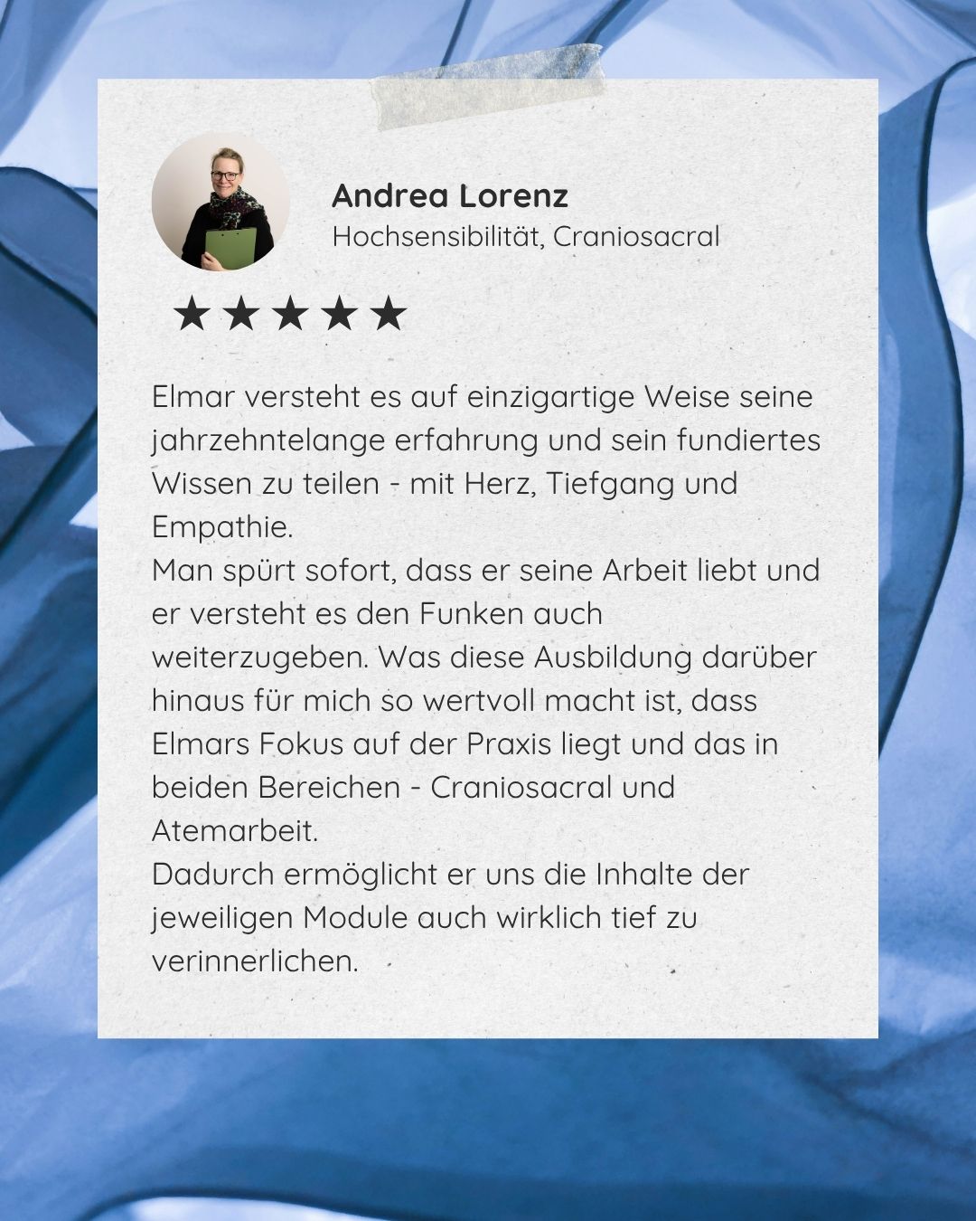 Teilnehmer Rezension zur Craniosacral Ausbildung in Wien