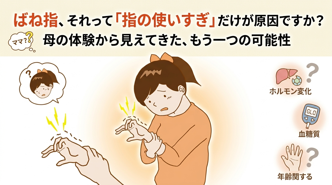 ばね指、それって「指の使いすぎ」だけが原因ですか？ 母の体験から見えてきた、もう一つの可能性