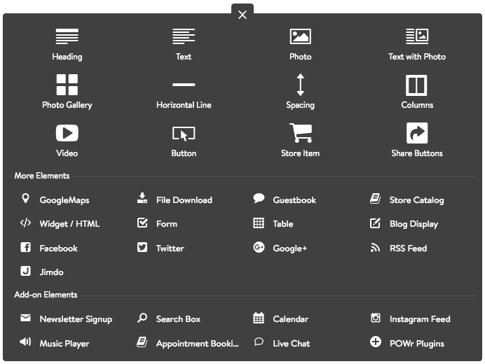 Elements Menu