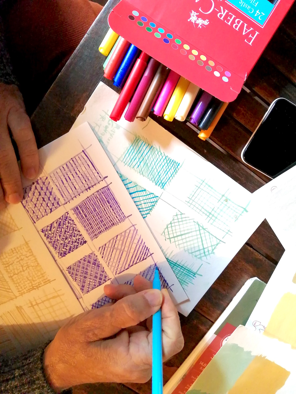 Recherche de trames colorées au feutre