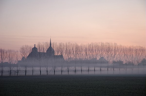 L'Abbaye de St Benoit sur Loire vue d'un champ