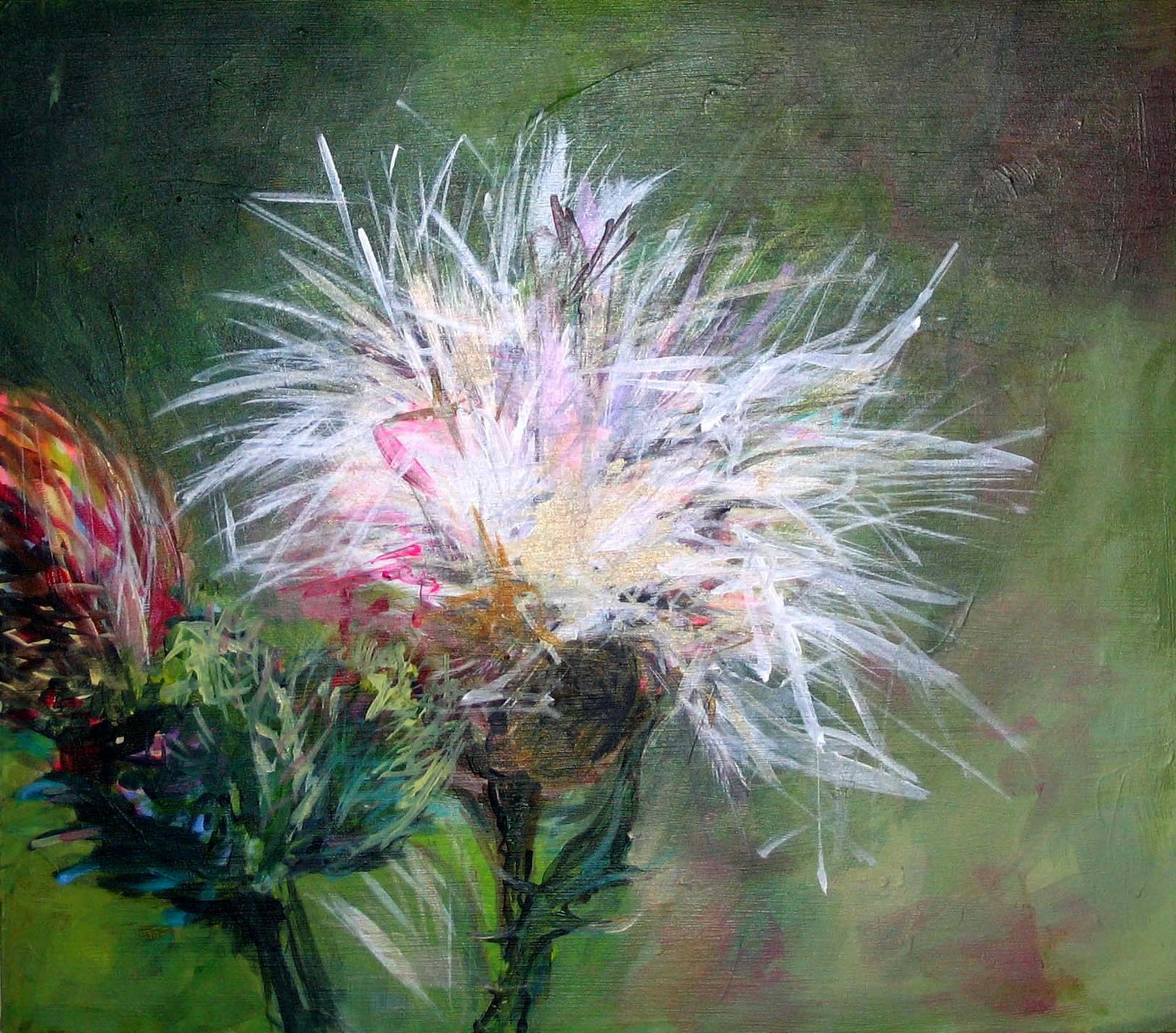 Distel, Acryl auf MDF, 29x33cm