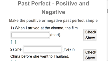 [HW#19]: PAST PERFECT AFF. (+) and NEG. (-)