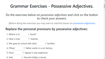 [HW#4]: Possessive Adjectives (My/Your/Our/Their/His/Her/Its).