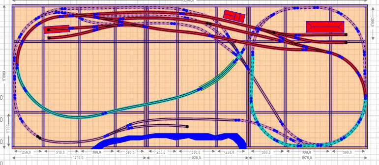 Nebnbahn mit Durchgangsbahnhof, Märklin-K-Gleis