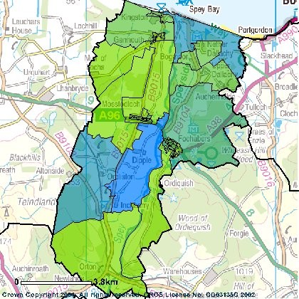 Area of Coverage Postcode IV32 7, Census Area districts