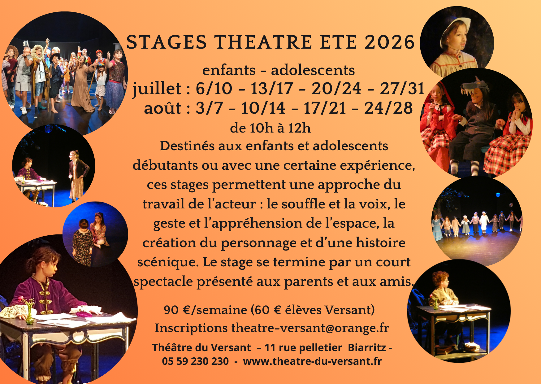 stages théâtre été 26