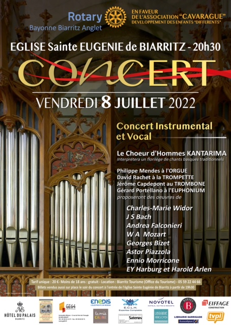 Concert de sensibilisation à la différence - 8 juillet Eglise Sainte-Eugénie Biarritz
