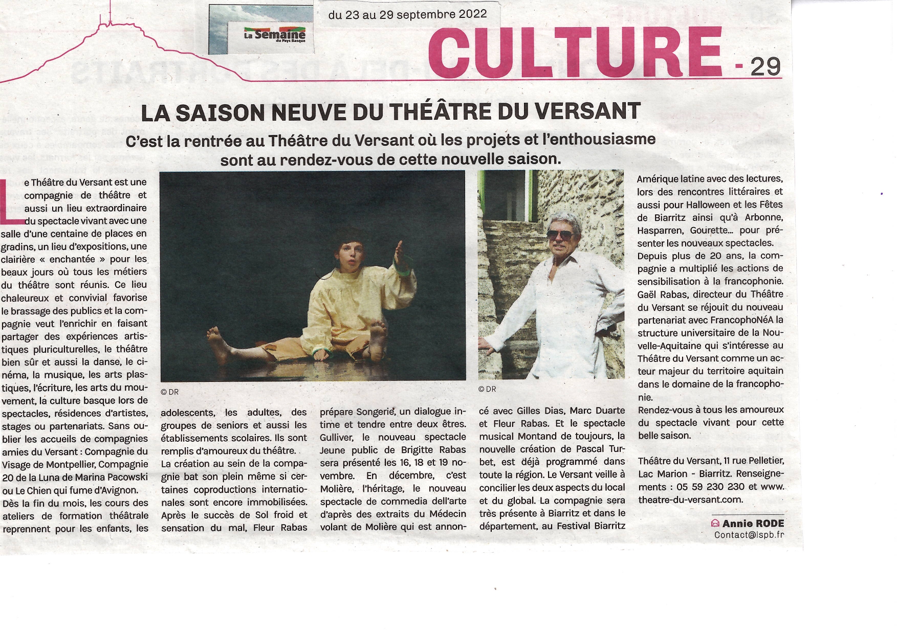 Le Théâtre du Versant dans la Semaine du Pays Basque