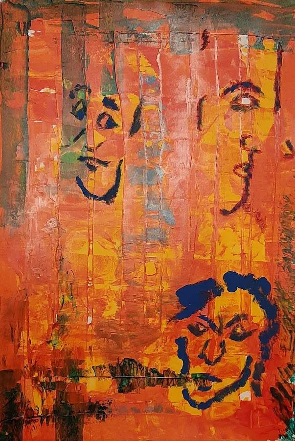 Bild 3: Köpfe im Licht, A 3, Acryl