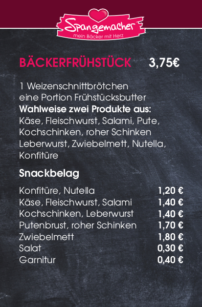 Frühstück bei der Bäckerei Spangemacher