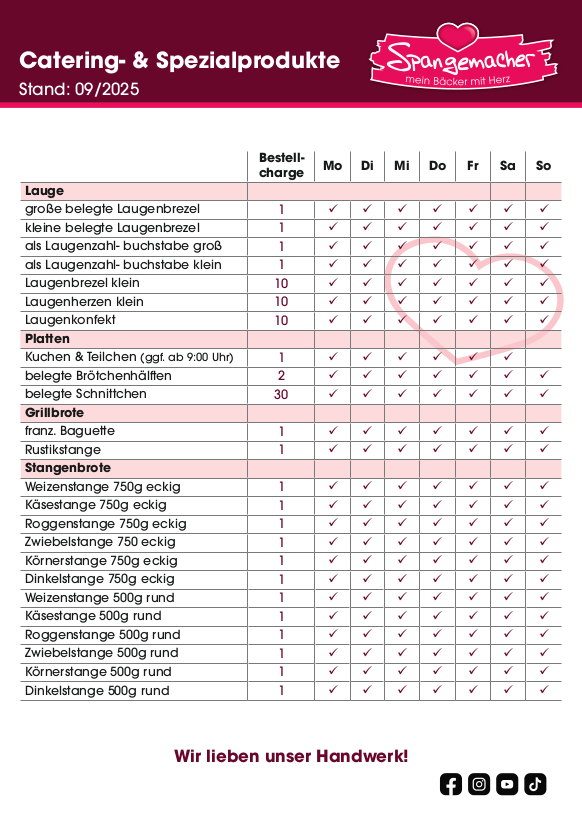 Catering- & Spezialprodukte der Bäckerei Spangemacher