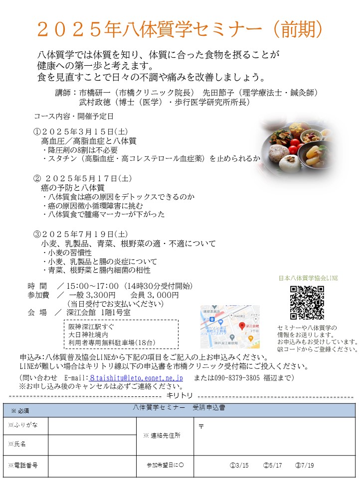 終了　202５年八体質学セミナー（前期）　