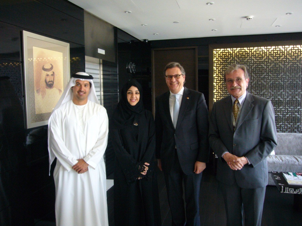 Gespräch mit Staatsministerin Reem Al-Hashimy und Helal S.K. Almarri, CEO des Dubai World Trade Center (Ort der intersec)