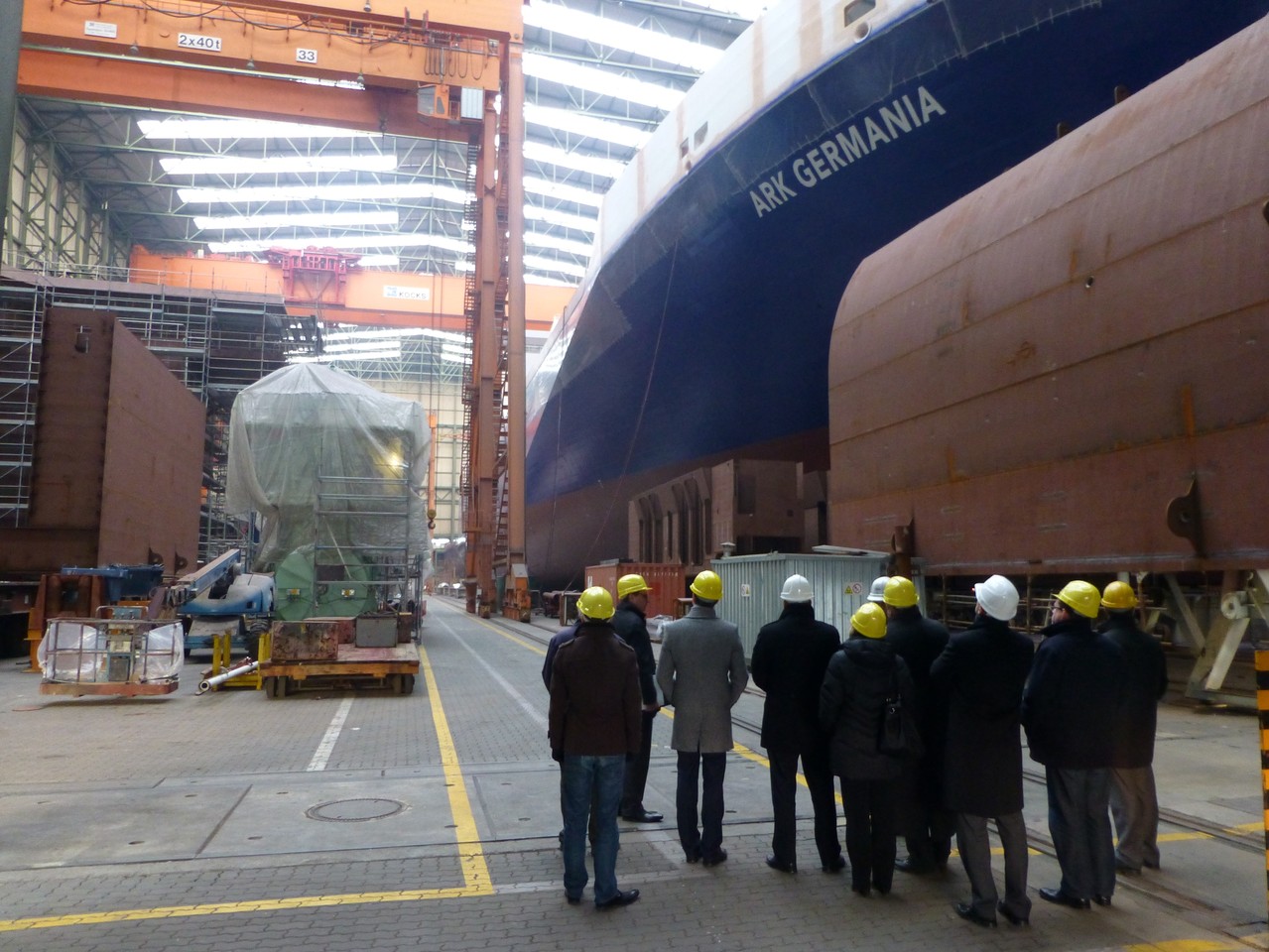 Besichtigung der Volkswerft in Stralsund, Bau der RoRo-Fähren 