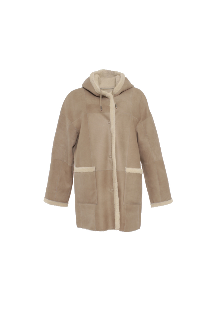 Lammfell Kapuzenjacke zum Wenden