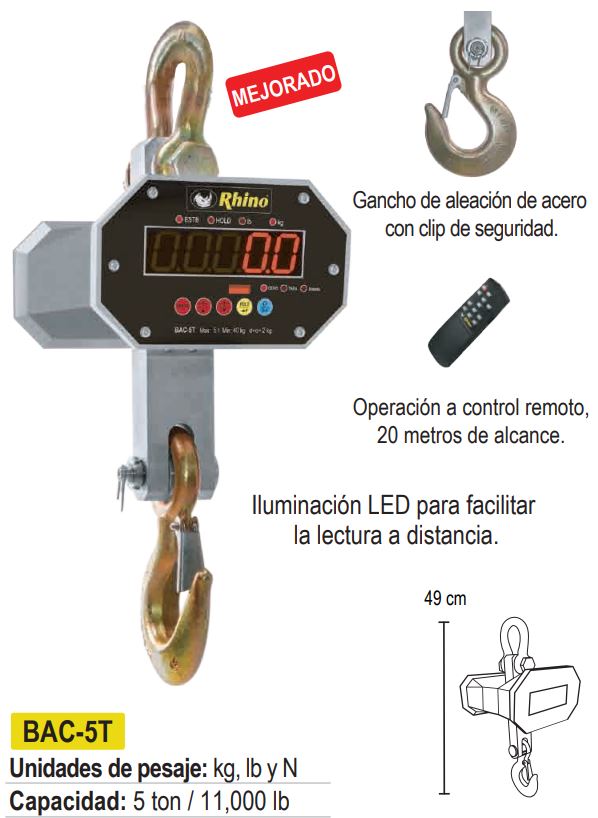BASCULA COLGANTE ELECTRONICA, CAPACIDAD  5000Kg.  / 2kg.
