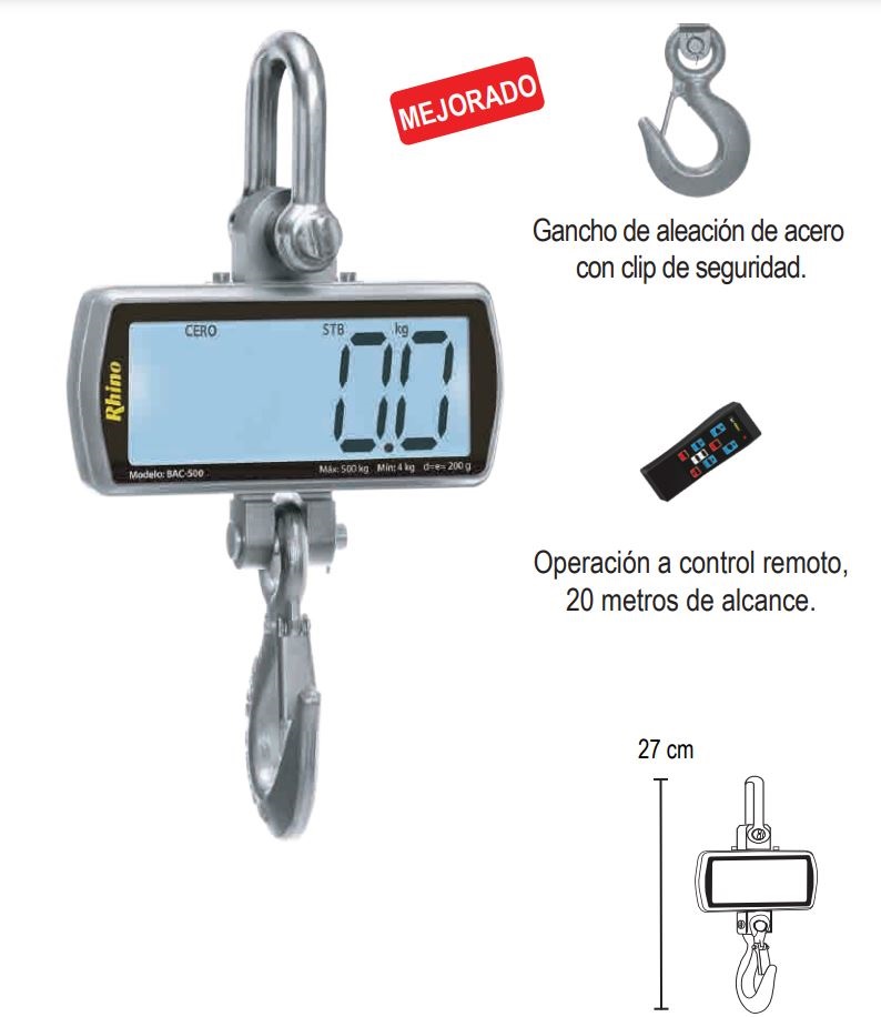 BASCULA COLGANTE ELECTRONICA, CAPACIDAD 500Kg.  / 200g.