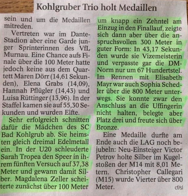 Oberbayrische Meisterschaften  Dantestadion 13.06.2015